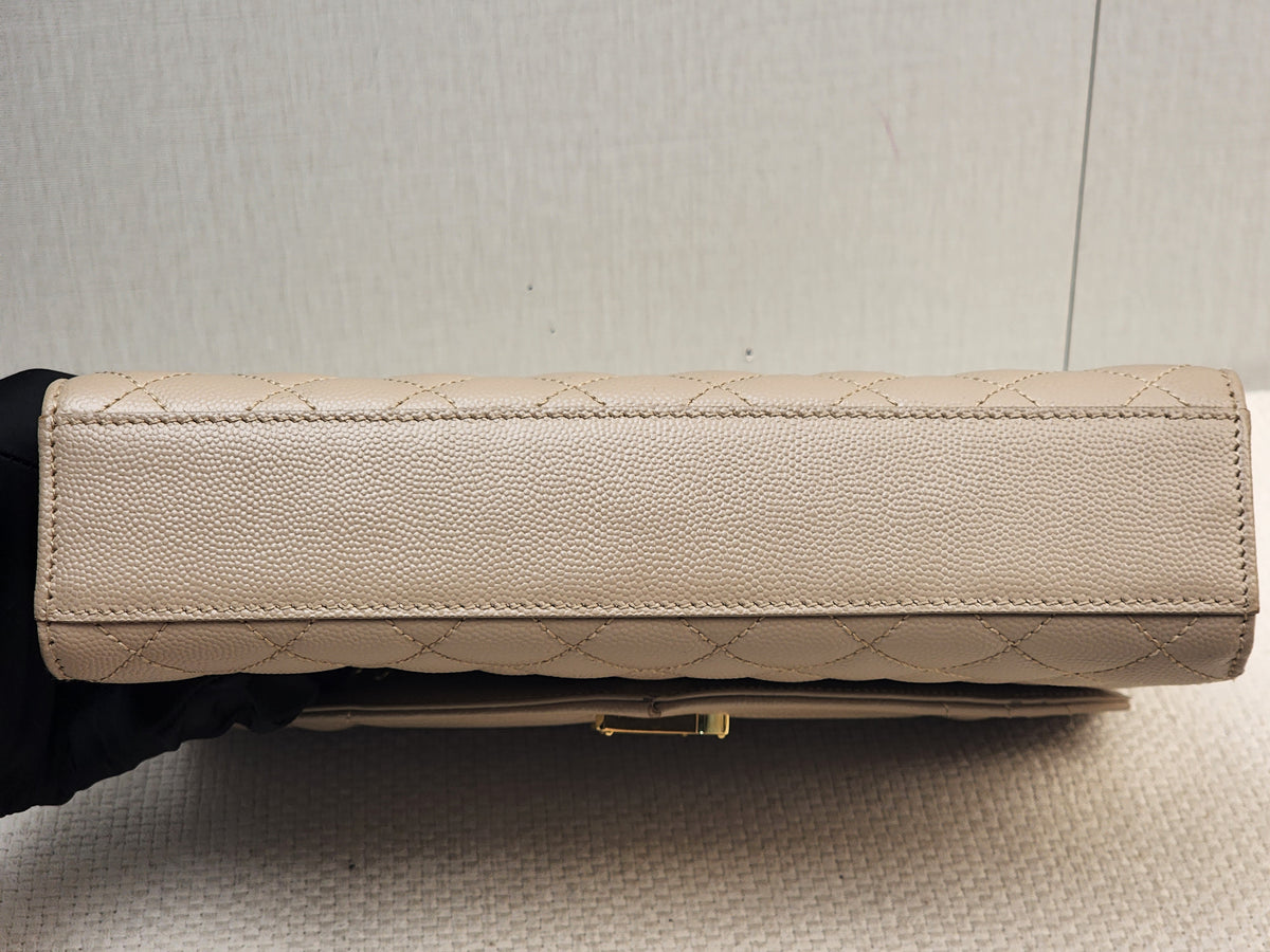 YSL Beige Grain de Poudre Medium Envelope (GHW)
