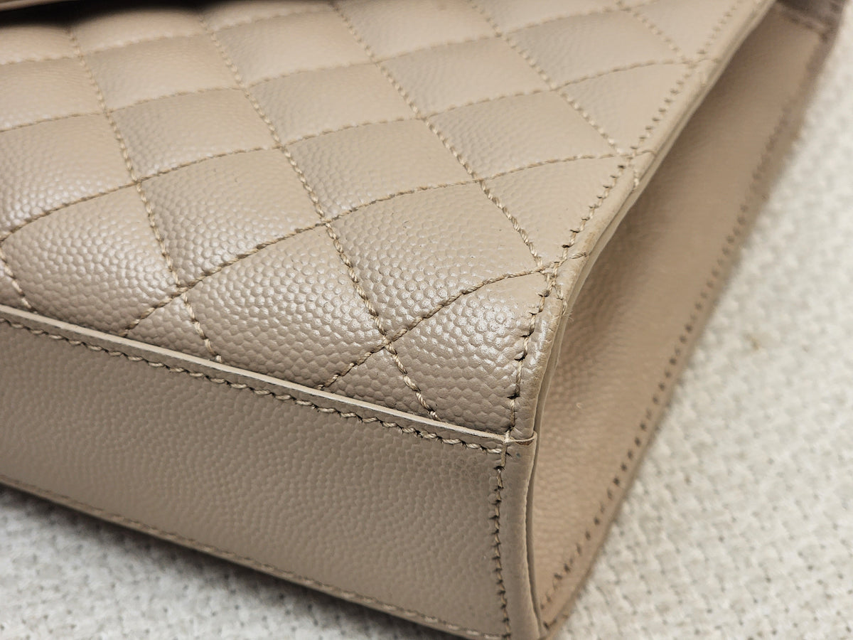 YSL Beige Grain de Poudre Medium Envelope (GHW)
