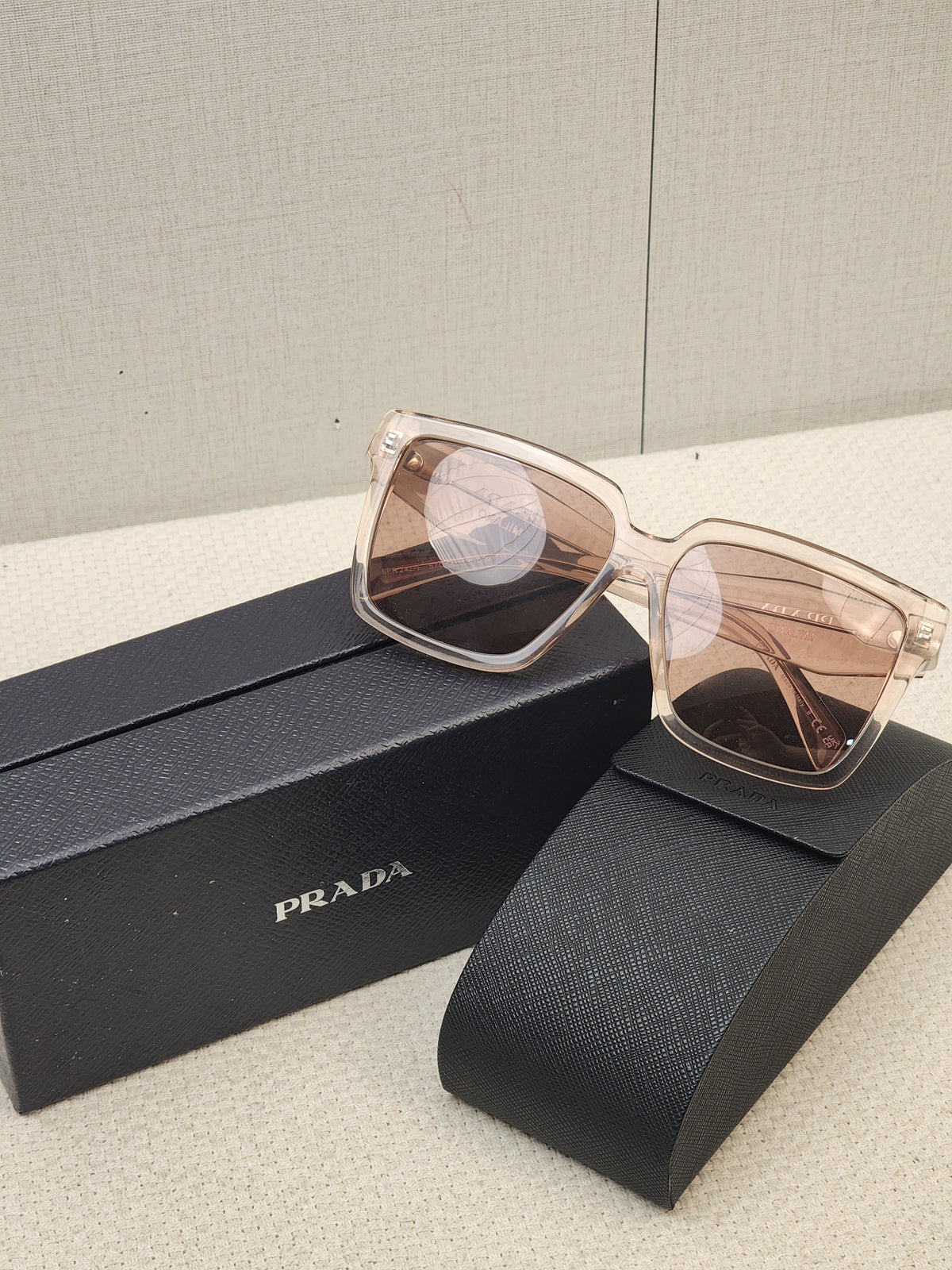 Prada Pink Translucent SPR24Z-F Square Sunglass