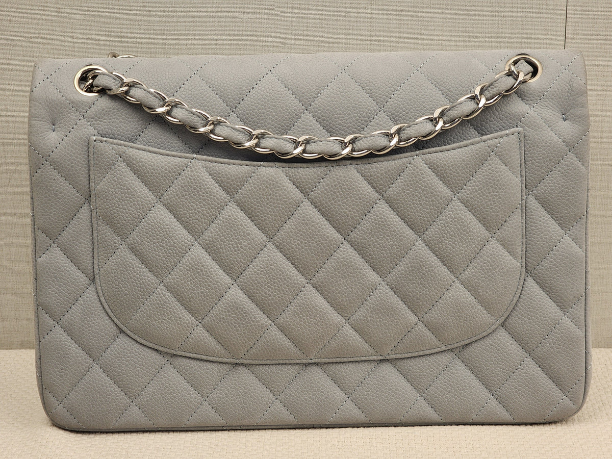 Chanel Blue Matte Caviar Classic Jumbo CF (SHW)