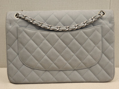 Chanel Blue Matte Caviar Classic Jumbo CF (SHW)