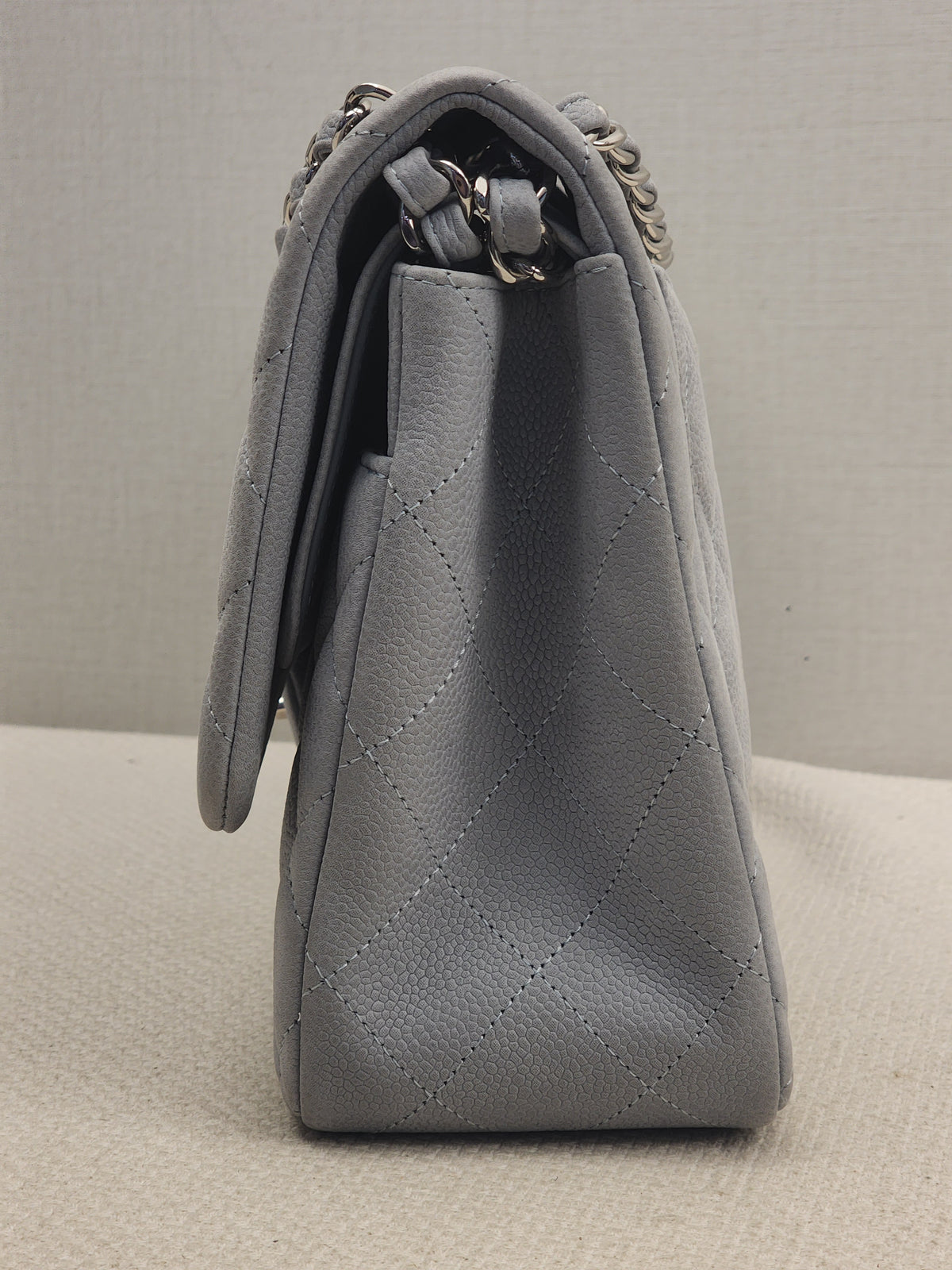 Chanel Blue Matte Caviar Classic Jumbo CF (SHW)