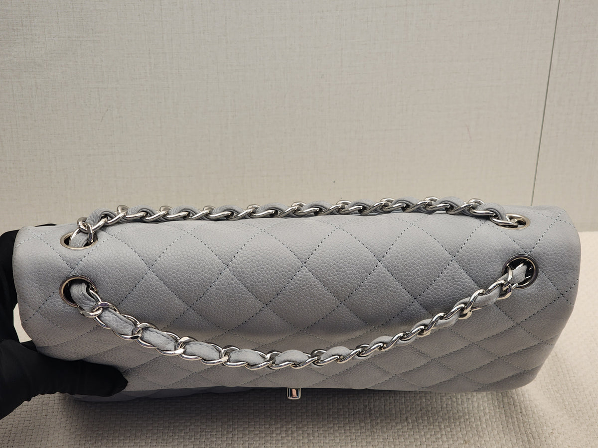 Chanel Blue Matte Caviar Classic Jumbo CF (SHW)