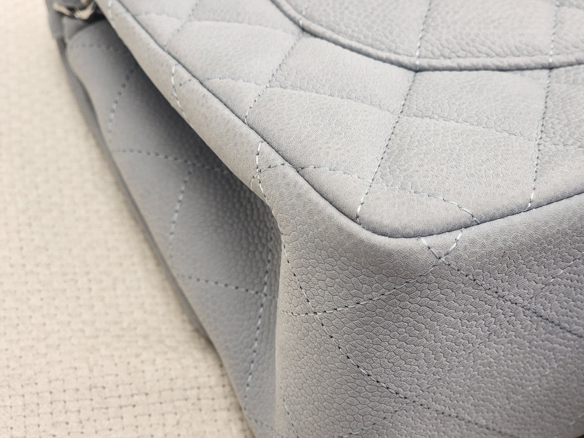 Chanel Blue Matte Caviar Classic Jumbo CF (SHW)