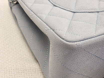 Chanel Blue Matte Caviar Classic Jumbo CF (SHW)
