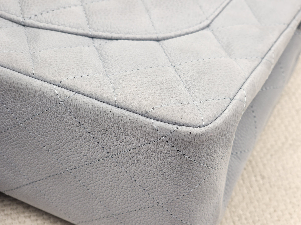 Chanel Blue Matte Caviar Classic Jumbo CF (SHW)