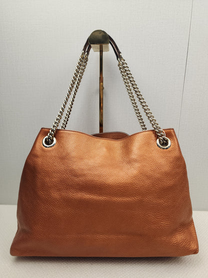 Gucci Metallic Bronze Calfskin Soho Chain Tote
