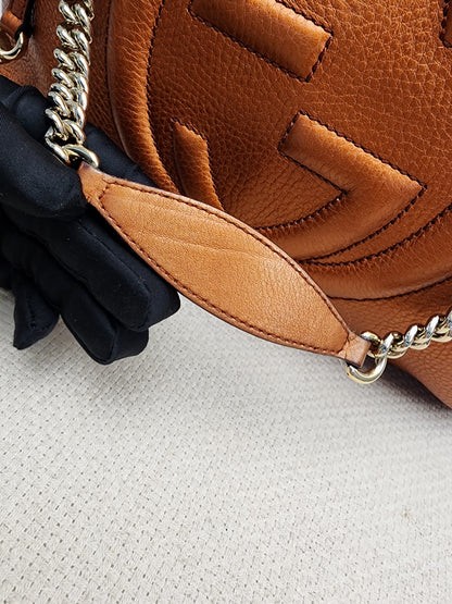 Gucci Metallic Bronze Calfskin Soho Chain Tote