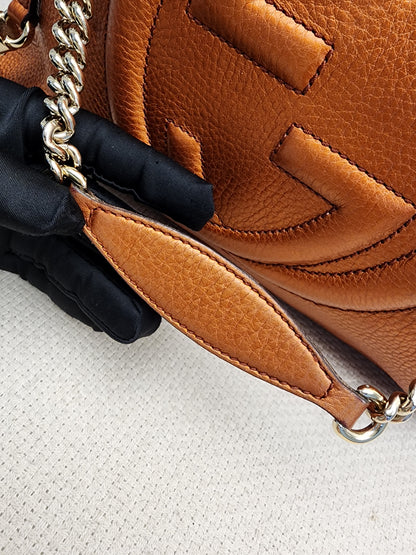 Gucci Metallic Bronze Calfskin Soho Chain Tote