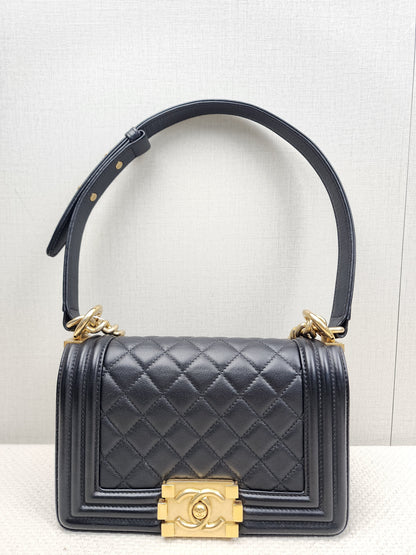 Chanel Black Lambskin Small Boy (GHW)