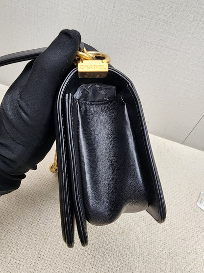 Chanel Black Lambskin Small Boy (GHW)
