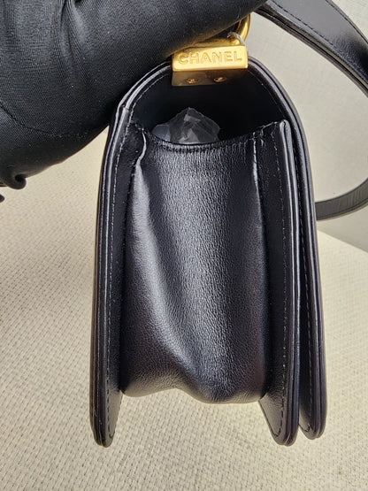 Chanel Black Lambskin Small Boy (GHW)