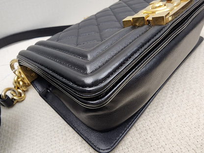 Chanel Black Lambskin Small Boy (GHW)
