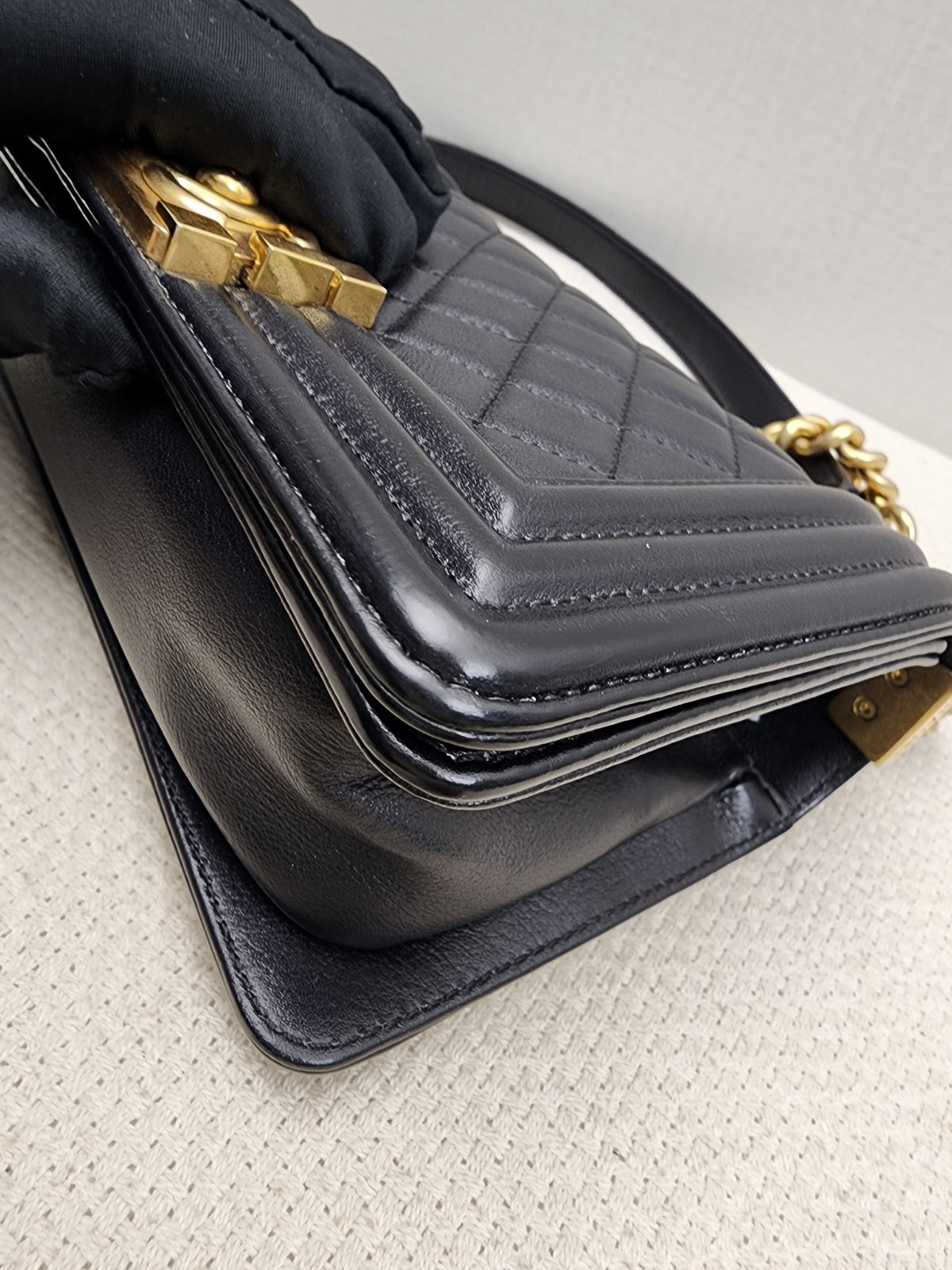Chanel Black Lambskin Small Boy (GHW)