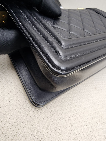 Chanel Black Lambskin Small Boy (GHW)