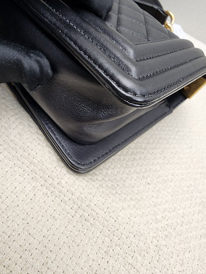 Chanel Black Lambskin Small Boy (GHW)