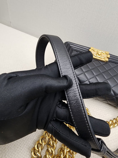 Chanel Black Lambskin Small Boy (GHW)