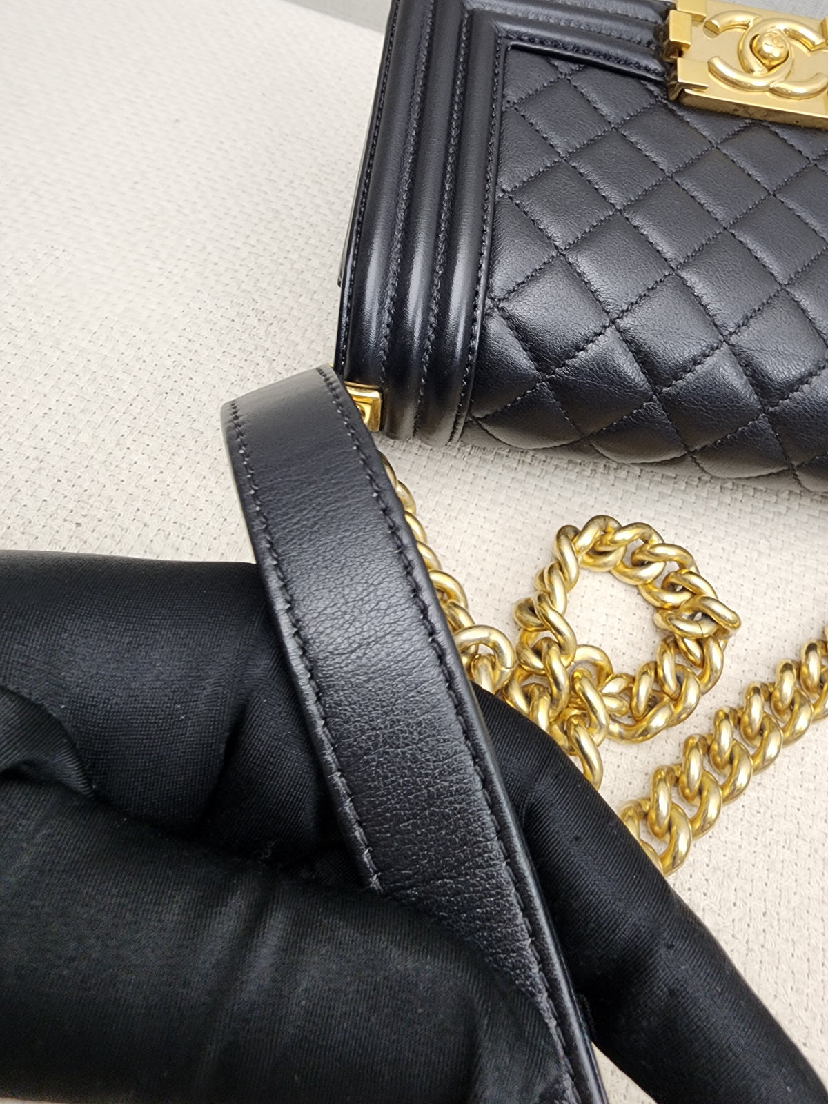 Chanel Black Lambskin Small Boy (GHW)