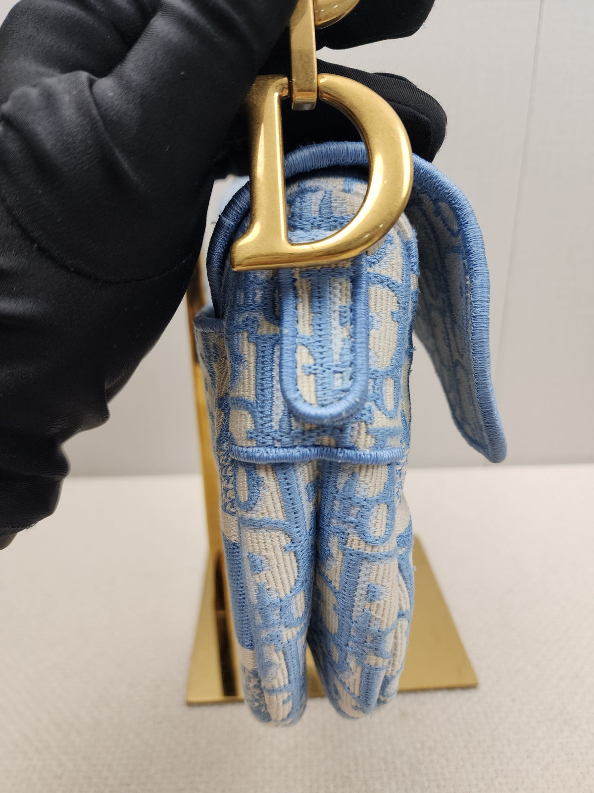 Dior Cornflower Blue Embroidered Saddle Bag