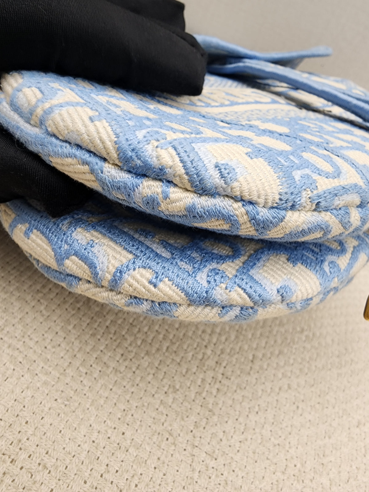 Dior Cornflower Blue Embroidered Saddle Bag