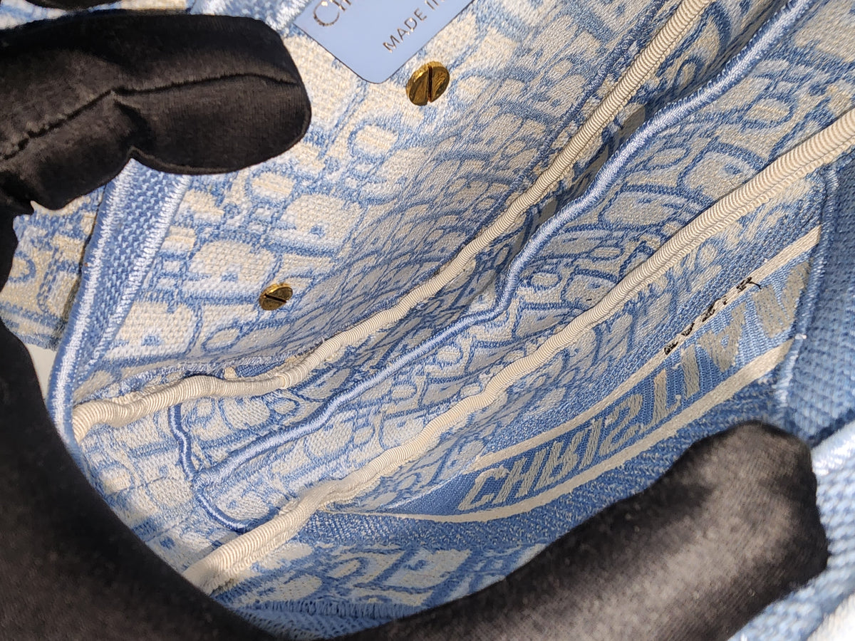 Dior Cornflower Blue Embroidered Saddle Bag