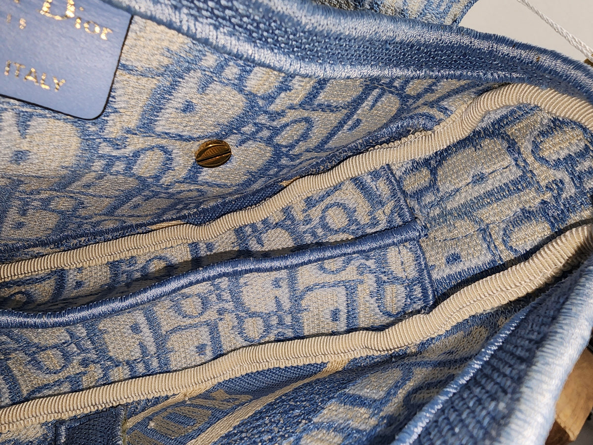 Dior Cornflower Blue Embroidered Saddle Bag