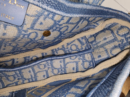 Dior Cornflower Blue Embroidered Saddle Bag