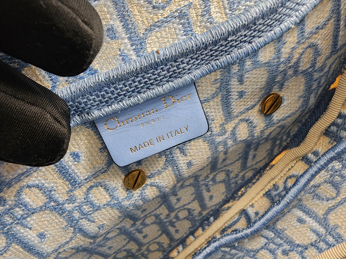 Dior Cornflower Blue Embroidered Saddle Bag