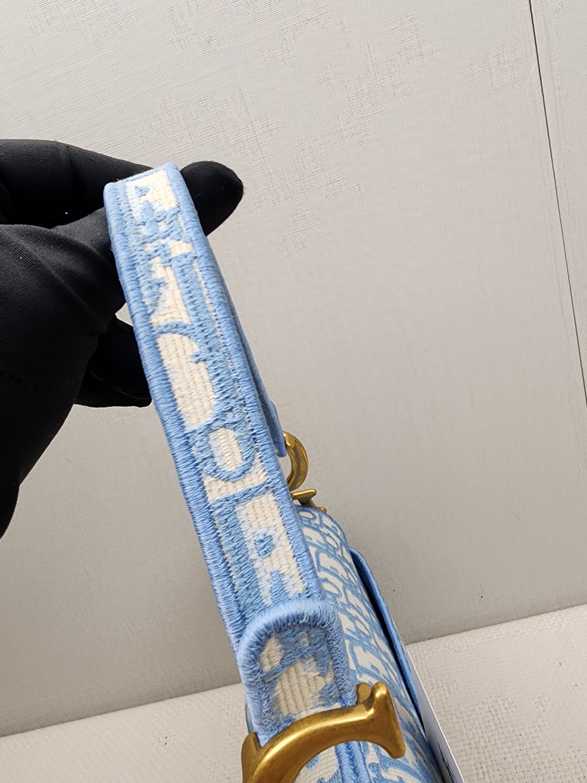 Dior Cornflower Blue Embroidered Saddle Bag