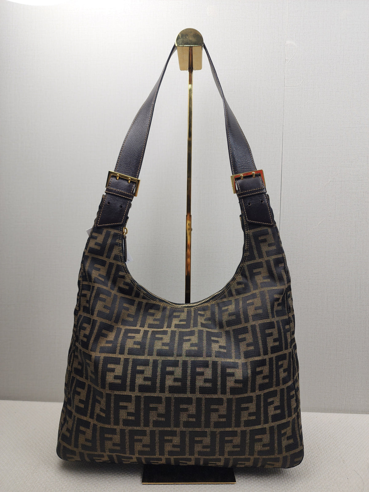 Fendi Brown Zucca Canvas Shoulder Hobo Bag