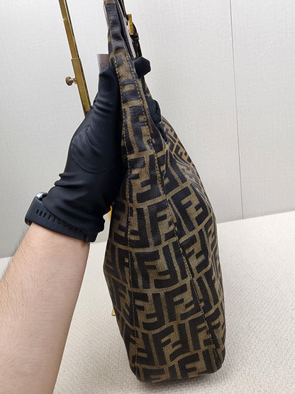Fendi Brown Zucca Canvas Shoulder Hobo Bag