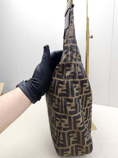 Fendi Brown Zucca Canvas Shoulder Hobo Bag