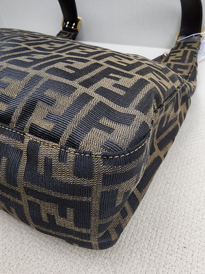 Fendi Brown Zucca Canvas Shoulder Hobo Bag