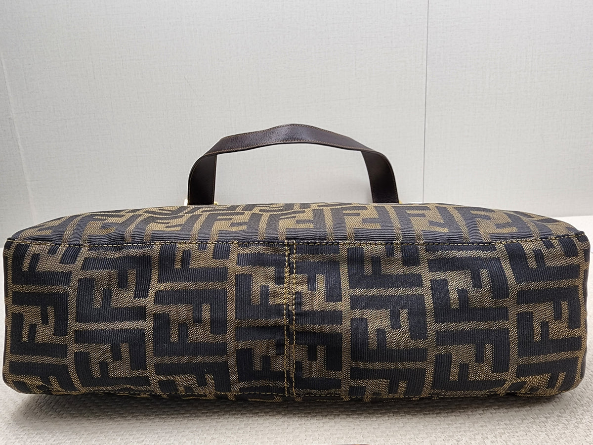 Fendi Brown Zucca Canvas Shoulder Hobo Bag