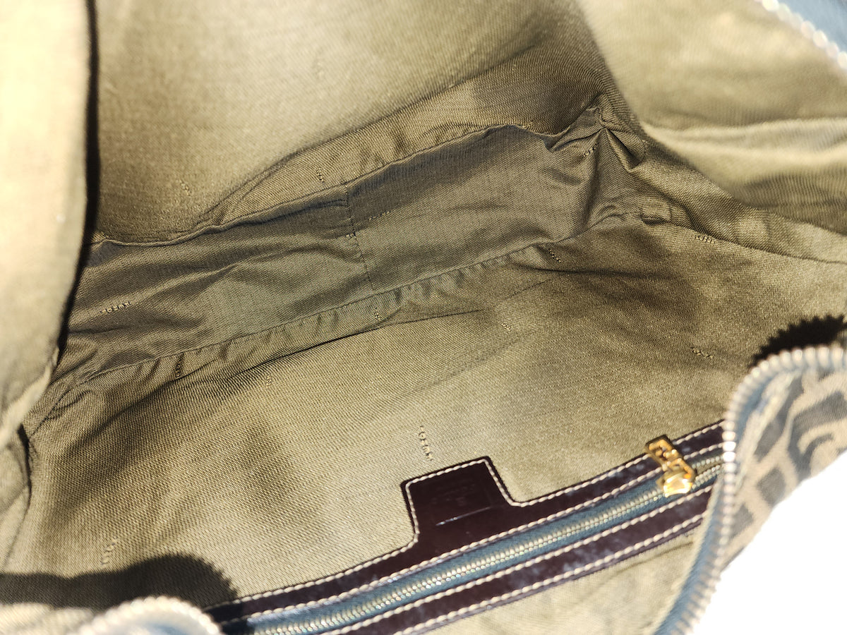 Fendi Brown Zucca Canvas Shoulder Hobo Bag