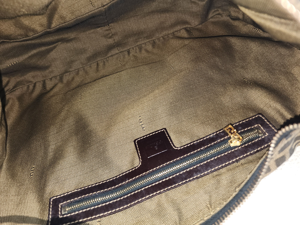 Fendi Brown Zucca Canvas Shoulder Hobo Bag