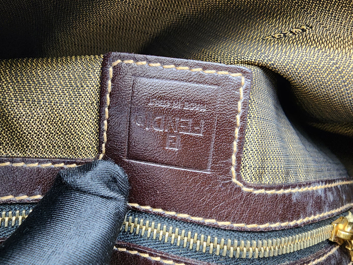 Fendi Brown Zucca Canvas Shoulder Hobo Bag
