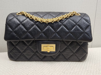 Chanel Black Aged Calfskin Mini 2.55 (GHW)