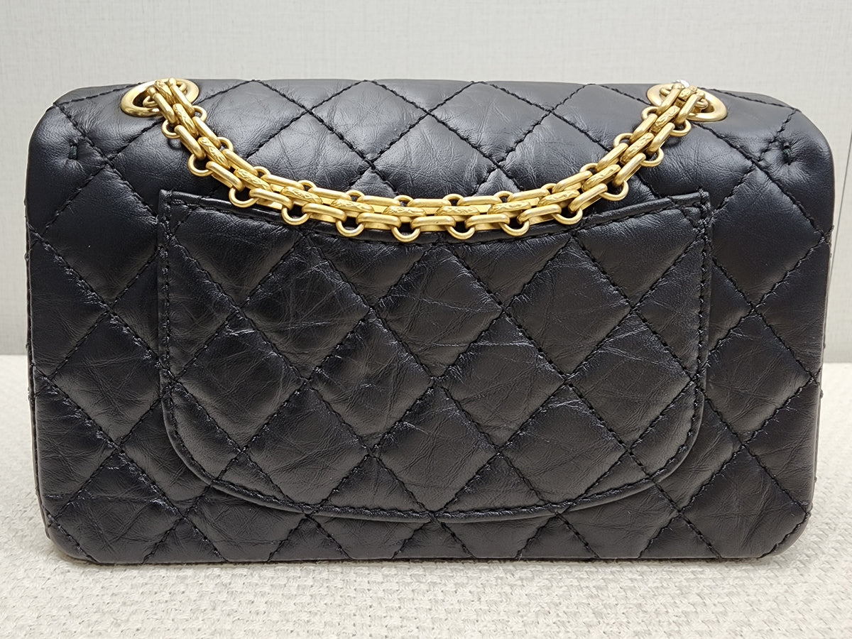 Chanel Black Aged Calfskin Mini 2.55 (GHW)