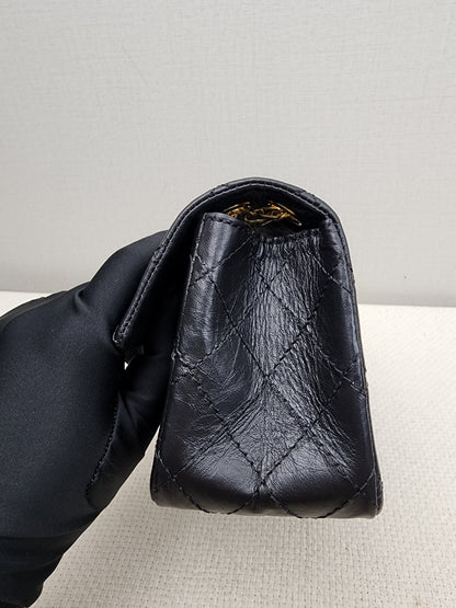 Chanel Black Aged Calfskin Mini 2.55 (GHW)