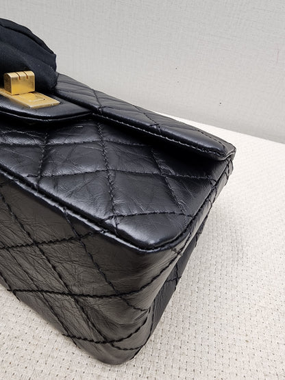 Chanel Black Aged Calfskin Mini 2.55 (GHW)
