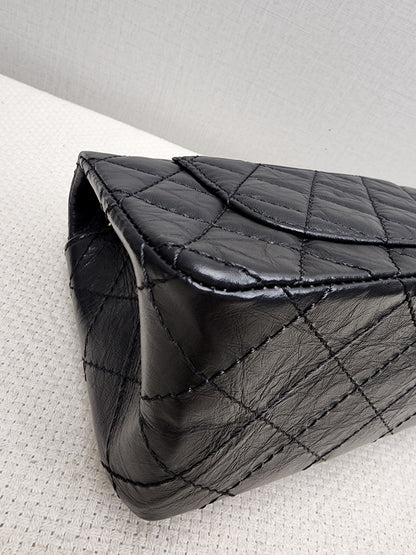 Chanel Black Aged Calfskin Mini 2.55 (GHW)