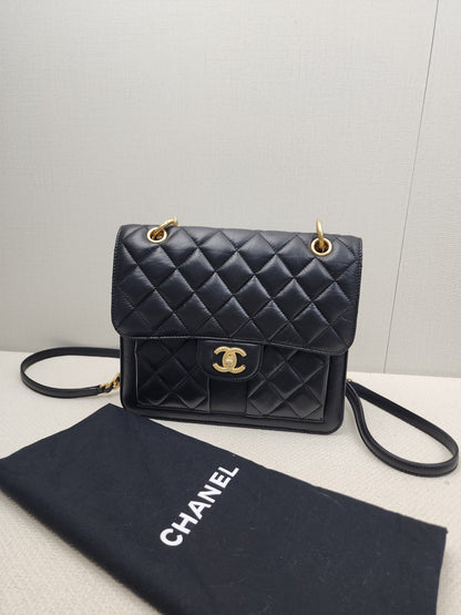 Chanel Black Calfskin 23S Double You Backpack