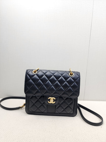 Chanel Black Calfskin 23S Double You Backpack
