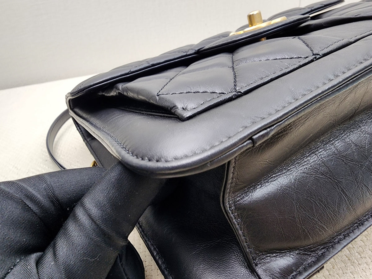 Chanel Black Calfskin 23S Double You Backpack