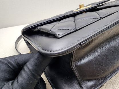 Chanel Black Calfskin 23S Double You Backpack