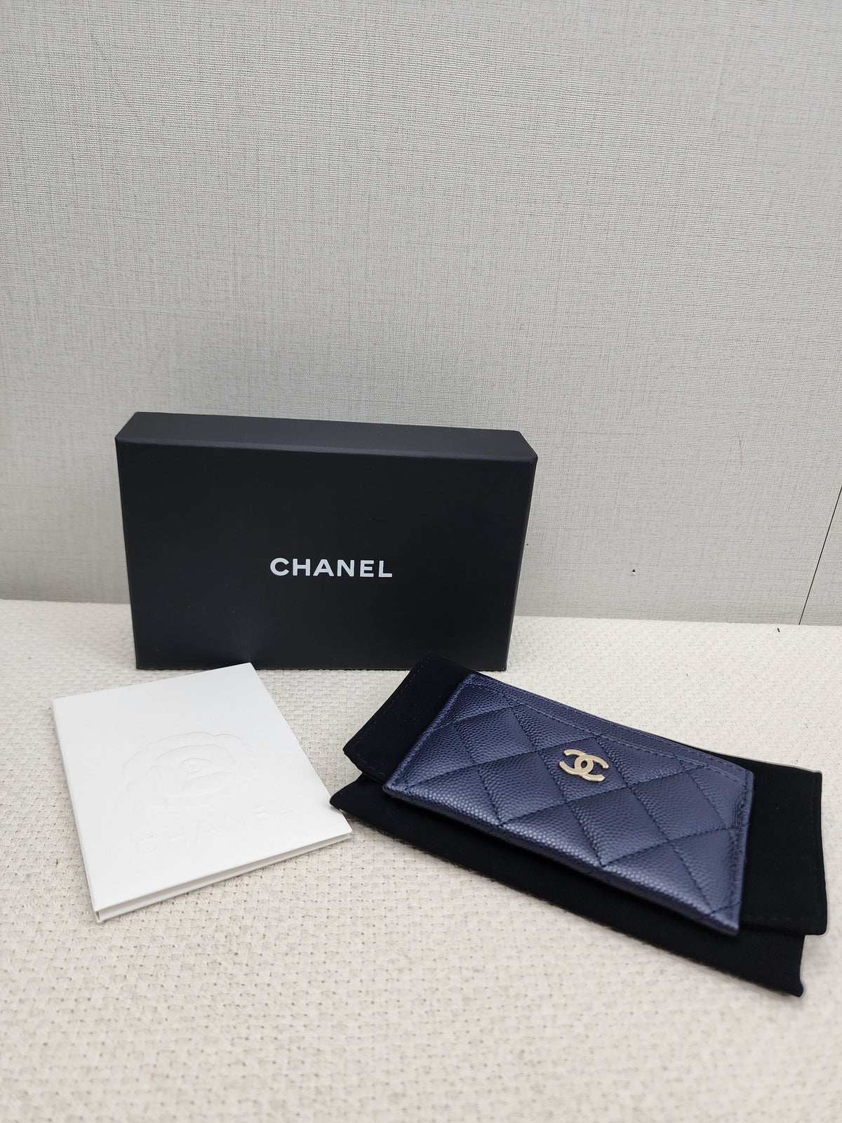 Chanel Navy Caviar Card Case (GHW)