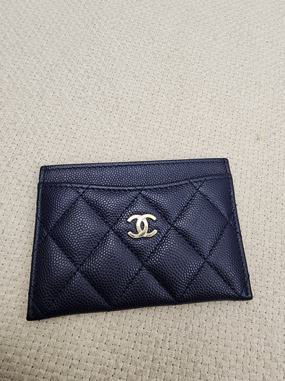 Chanel Navy Caviar Card Case (GHW)
