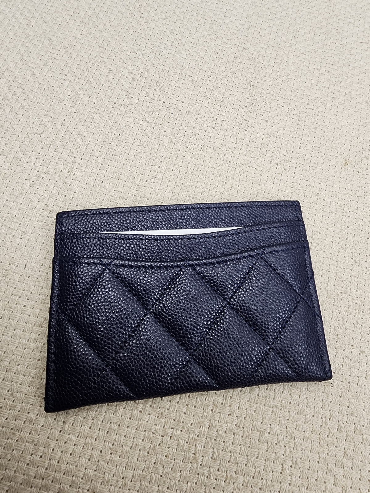 Chanel Navy Caviar Card Case (GHW)