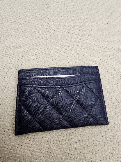 Chanel Navy Caviar Card Case (GHW)